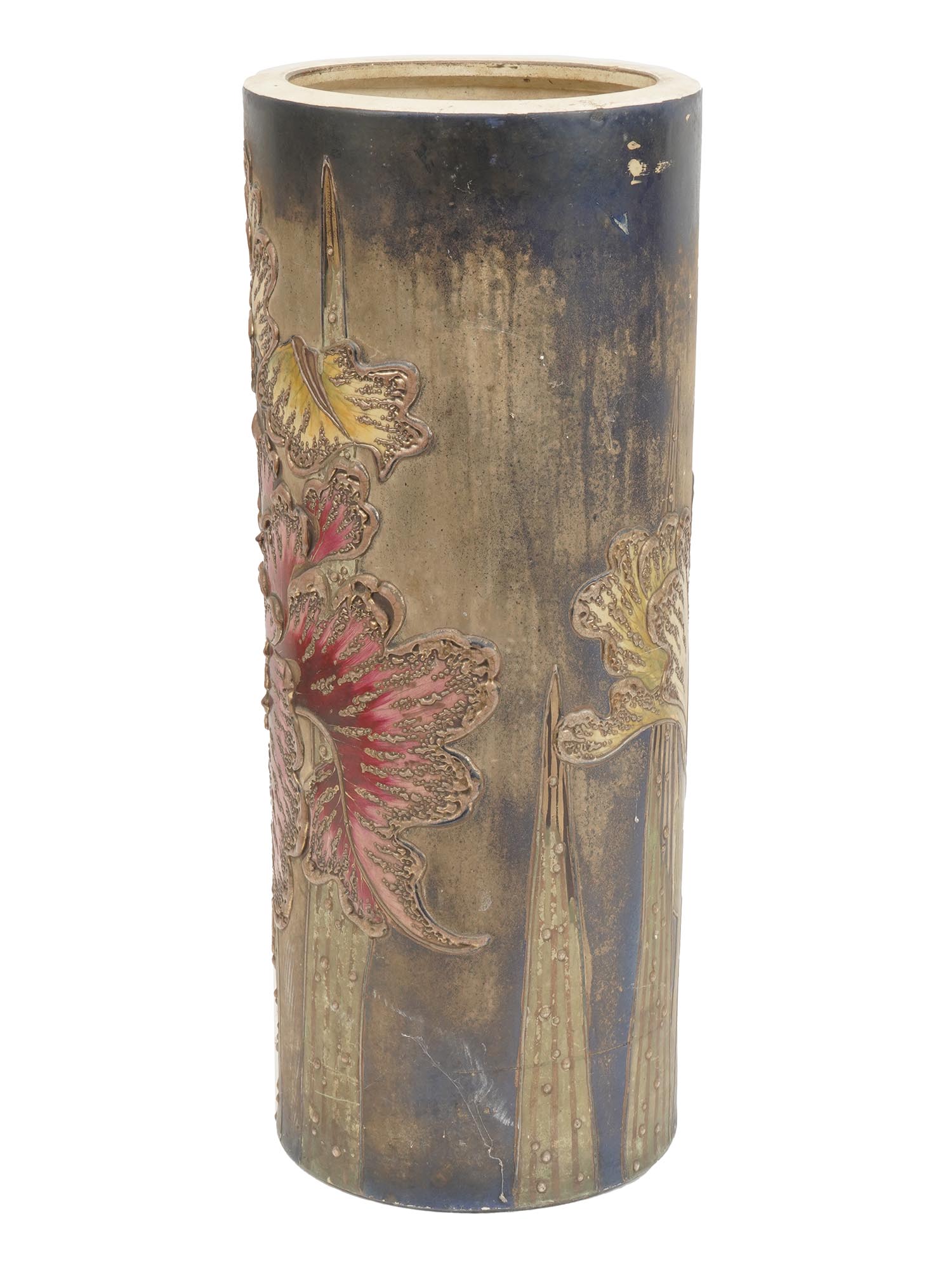 ASIAN PAINTED AND GILDED CERAMIC UMBRELLA STAND PIC-2